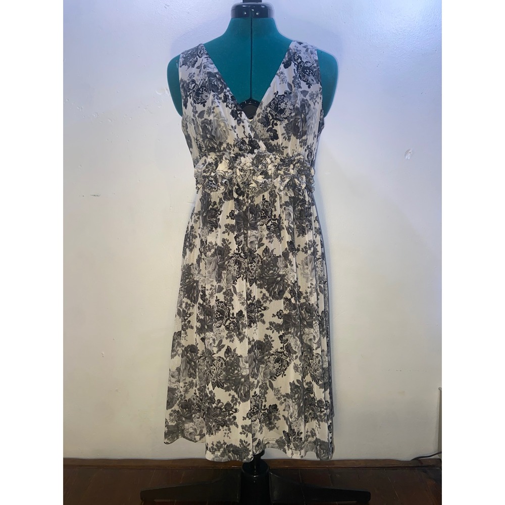 Floral Lace Print Empire Waist Midi Dress Classic Minimalist Wedding Party Chic